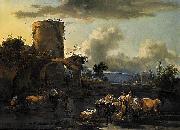 Nicolaes Pietersz. Berchem, Evening Landscape